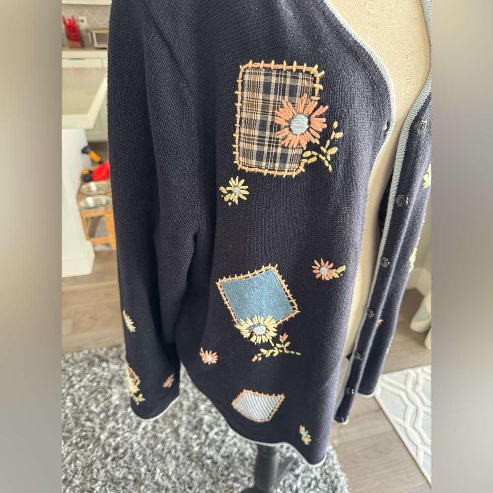 C.J. Banks Hand Embroidered Patchwork Cardigan Sweater 3X NWT - Picture 2 of 10